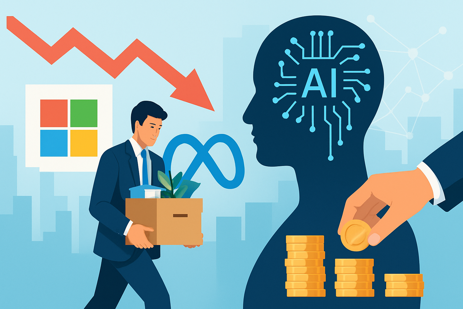 MSとMetaが数千人を解雇——AIへの「大転換」で、テック業界の雇用はどこへ向かうのか
