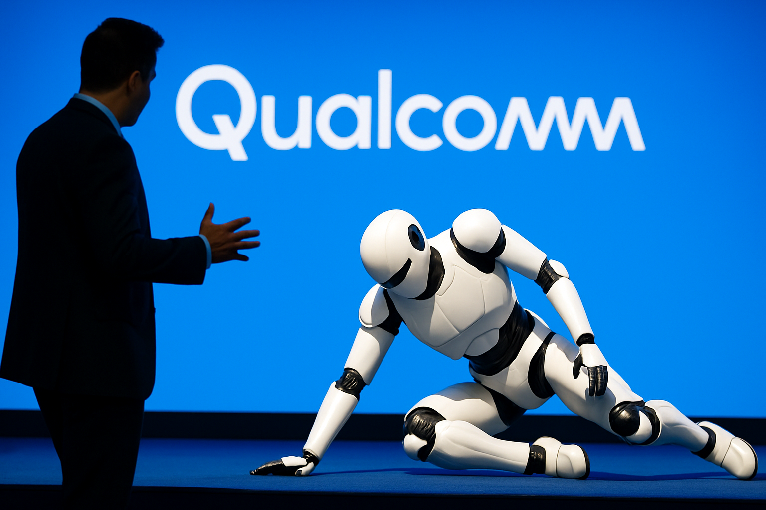 「準備完了です」の直後に崩れ落ちた——Qualcommの人型ロボット、ステージで力尽きる
