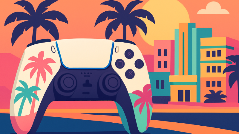 バイスシティの夜と夜明け、GTA6限定DualSenseがあえて黒と白の2色にした理由