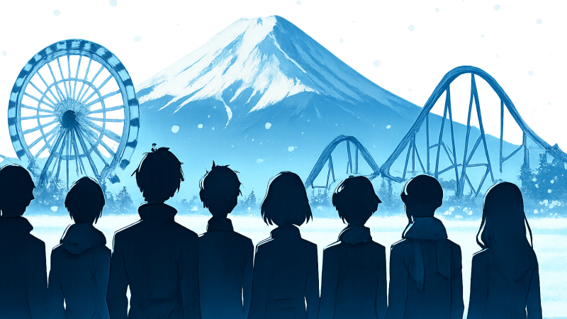 富士急のシンボル「Q」に、歴代主人公8人が集結――『ペルソナ』30周年コラボが真冬開催になった理由