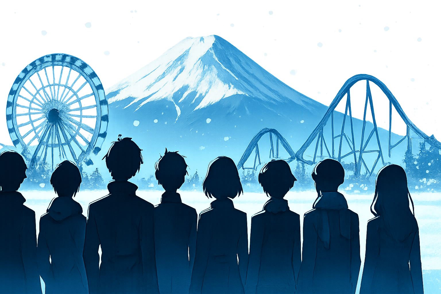富士急のシンボル「Q」に、歴代主人公8人が集結――『ペルソナ』30周年コラボ